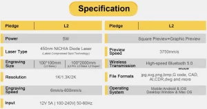 LaserPecker 2 Pro specification