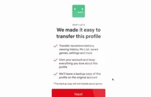 Netflix Profile Transfer step