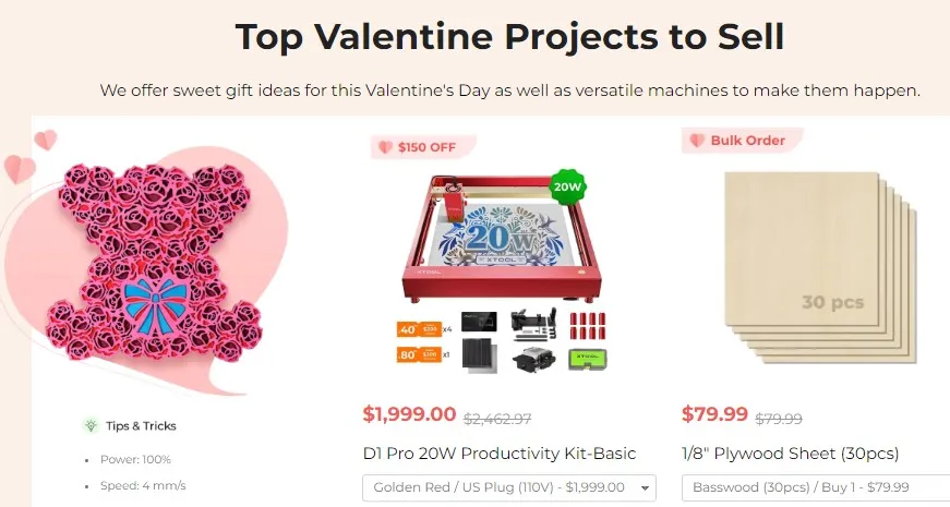 xTool Valentine's Sale: $150 OFF for Gift Bundles 2023