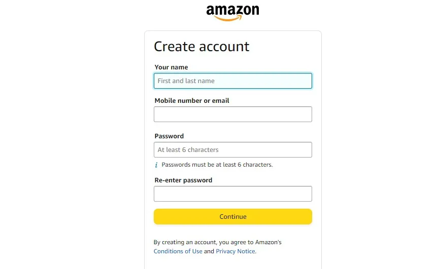Amazon Baby Registry create account